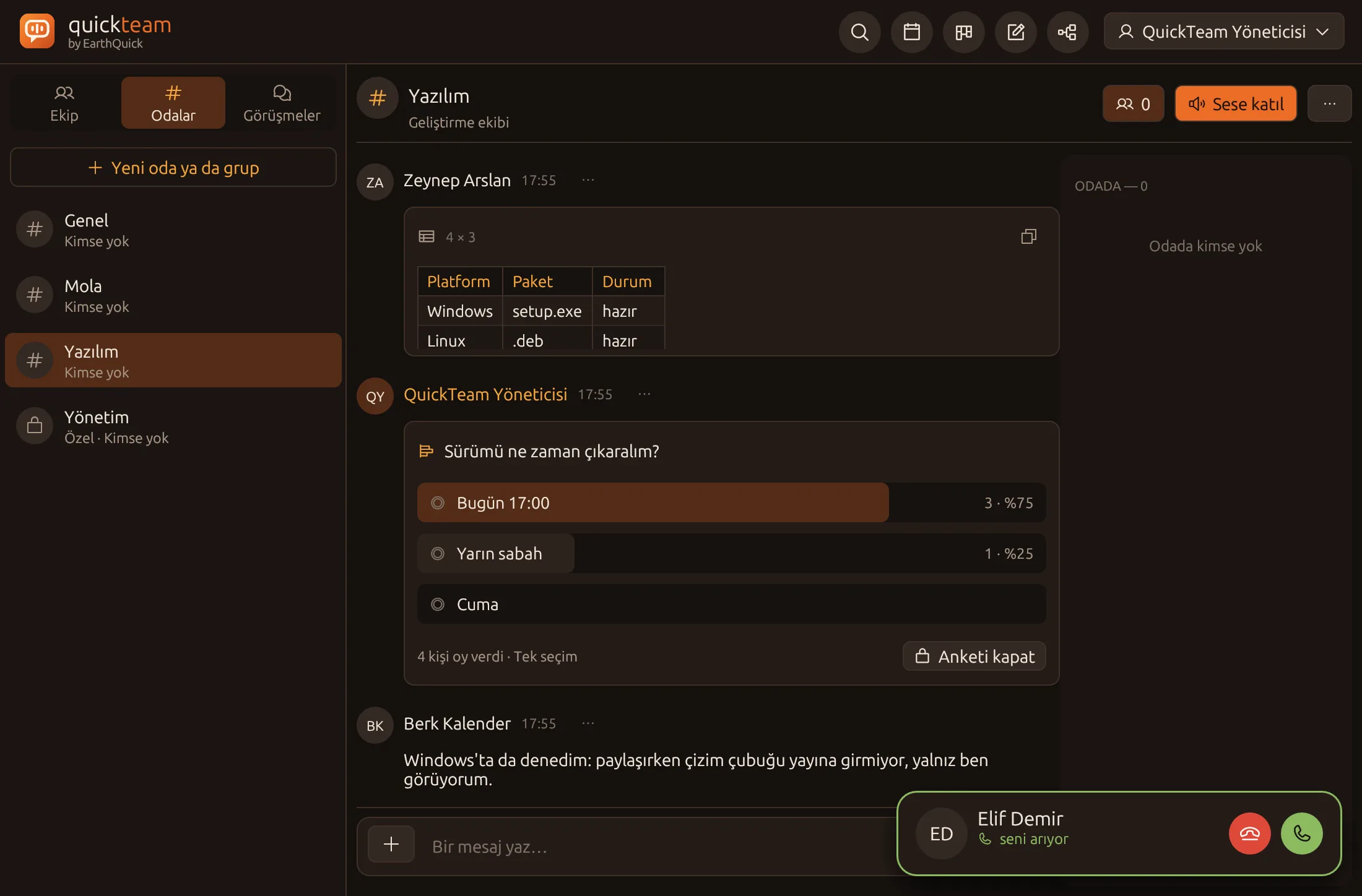 QuickTeam voice call