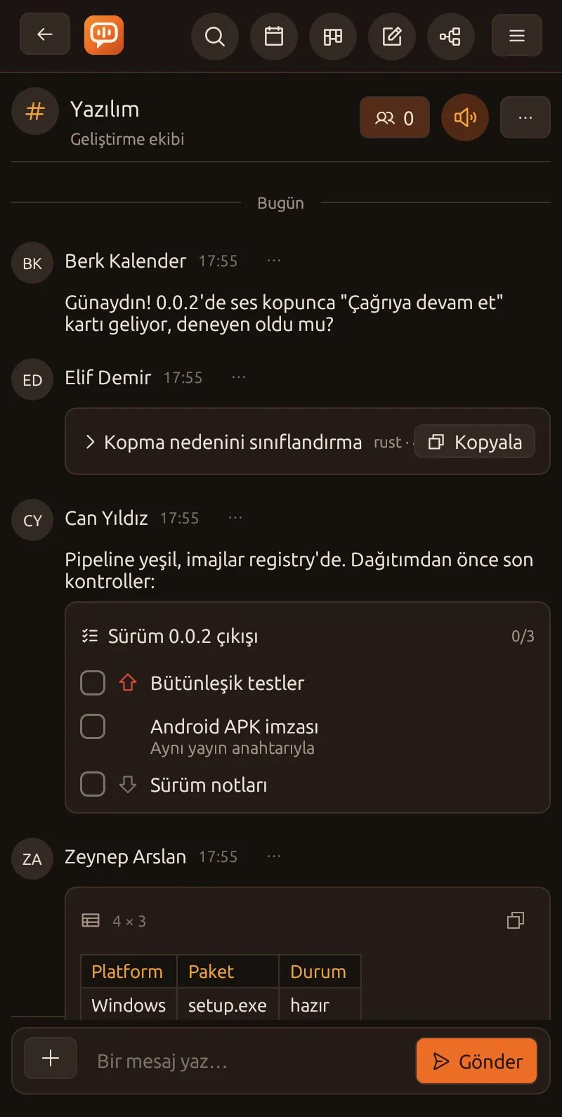 QuickTeam on a phone