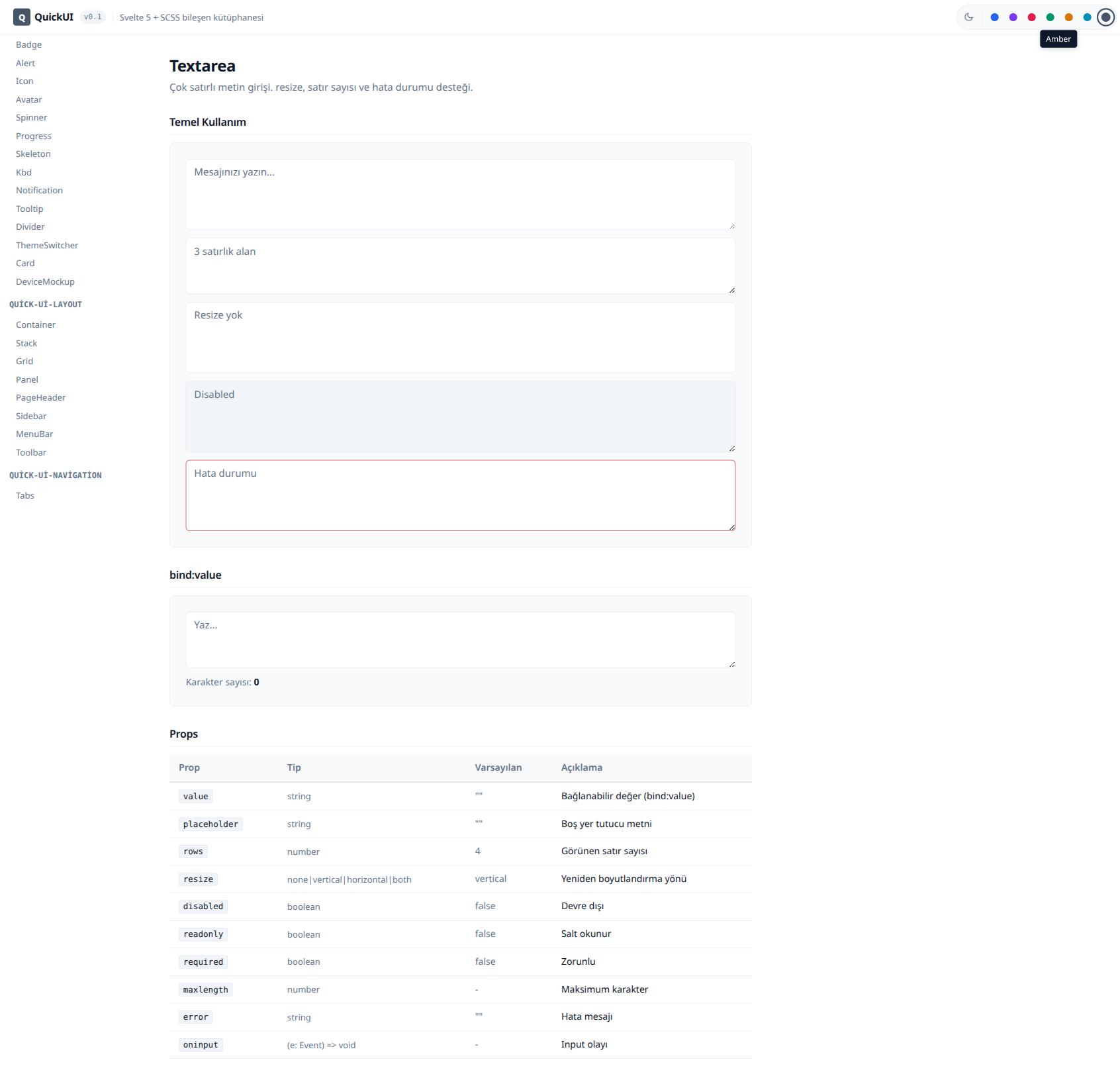 QuickUI documentation and live examples